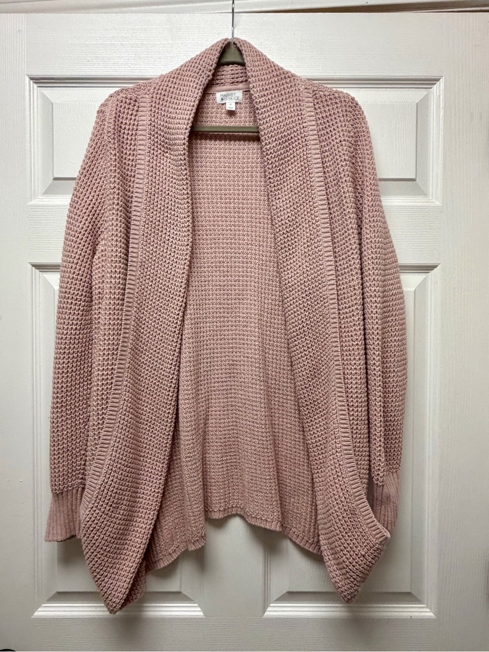 Market & Spruce Pink Waffle Knit Cocoon Cardigan - Picture 3 of 4